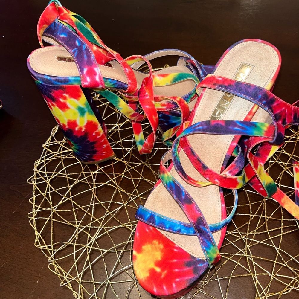Tie dye platform heels